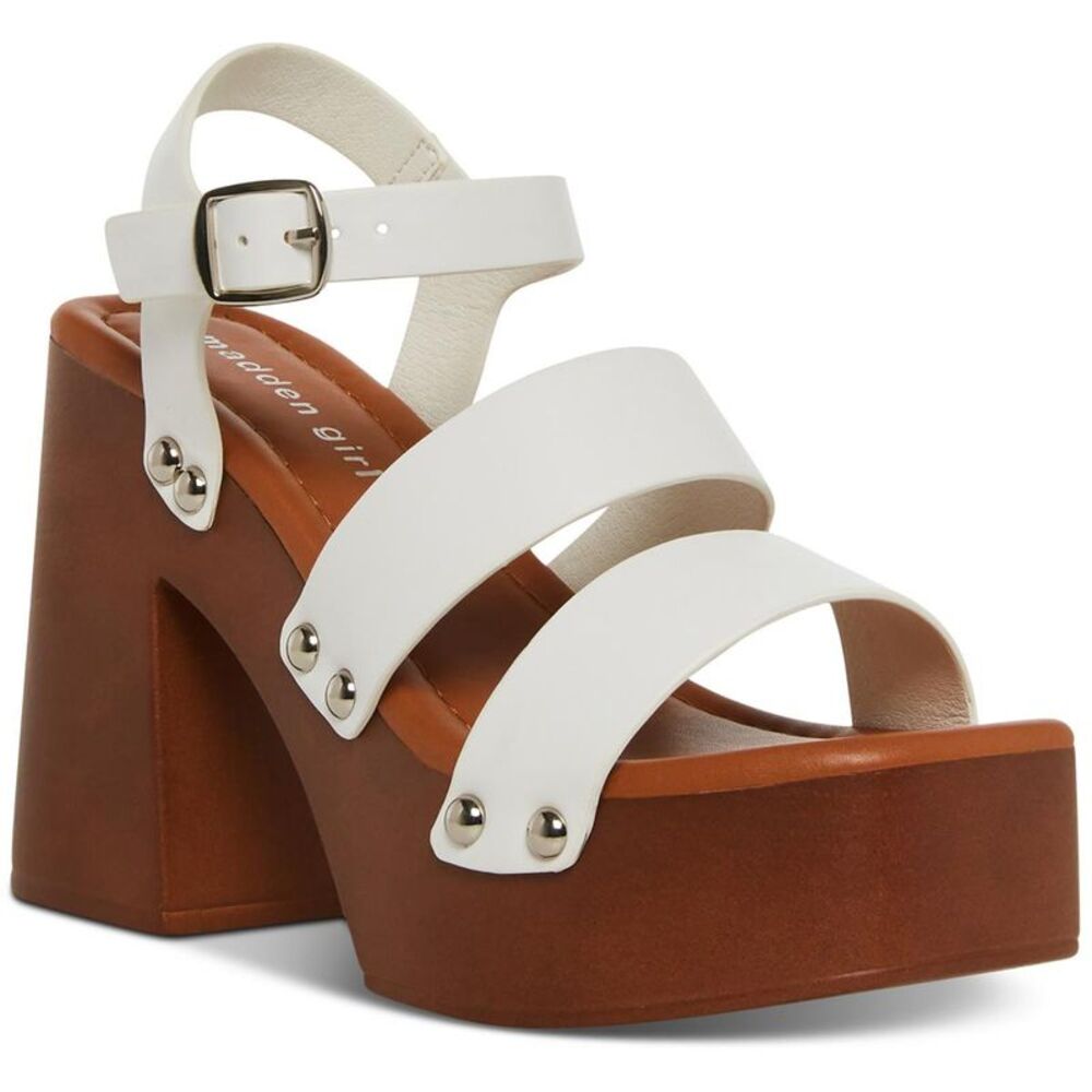 Madden Girl Womens Greenvil White Faux Leather Platform Sandals Shoes New